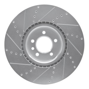 Land Rover Range Rover Brake Rotor (1) - Front Right - R1 Concepts - Drilled & Slotted - Silver - `10-`17